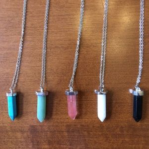 Bundle of five crystal style necklaces